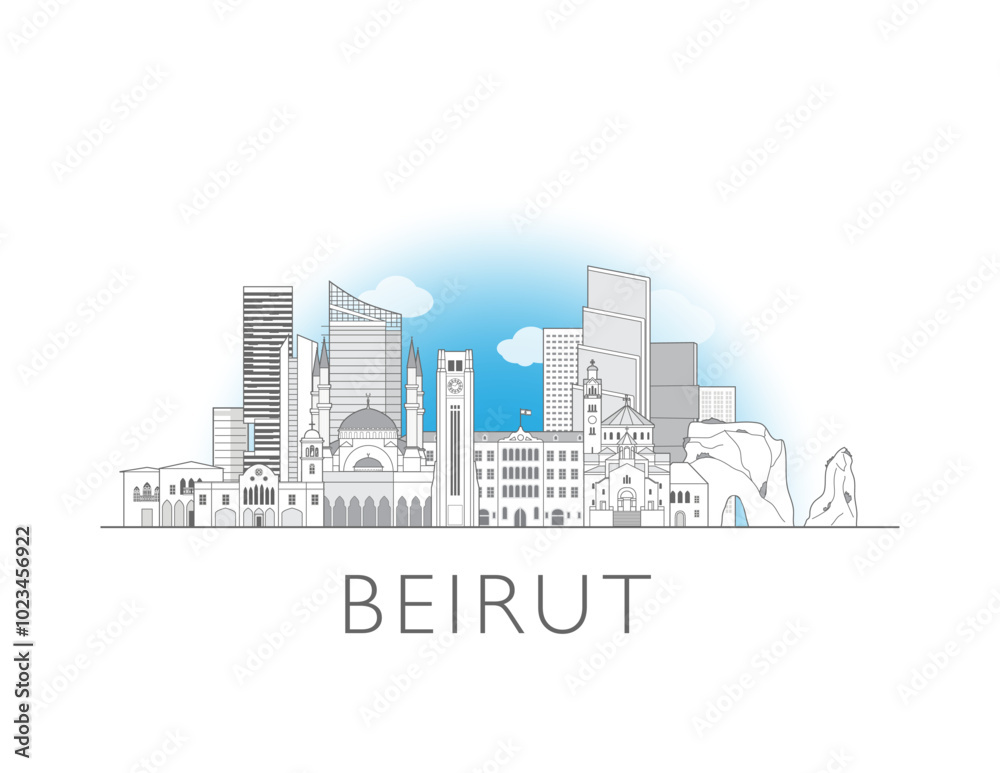 Obraz premium Beirut skyline cityscape vector illustration