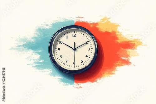 minimalistic illustration of a wall clock isolated on a white background emphasizing the concept of time with a sleek modern design and clean lines