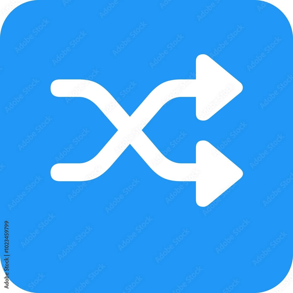 Obraz premium Icon designed for symbol of the shuffle on blue background.