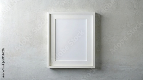 High angle minimalist mockup of empty white frame wall