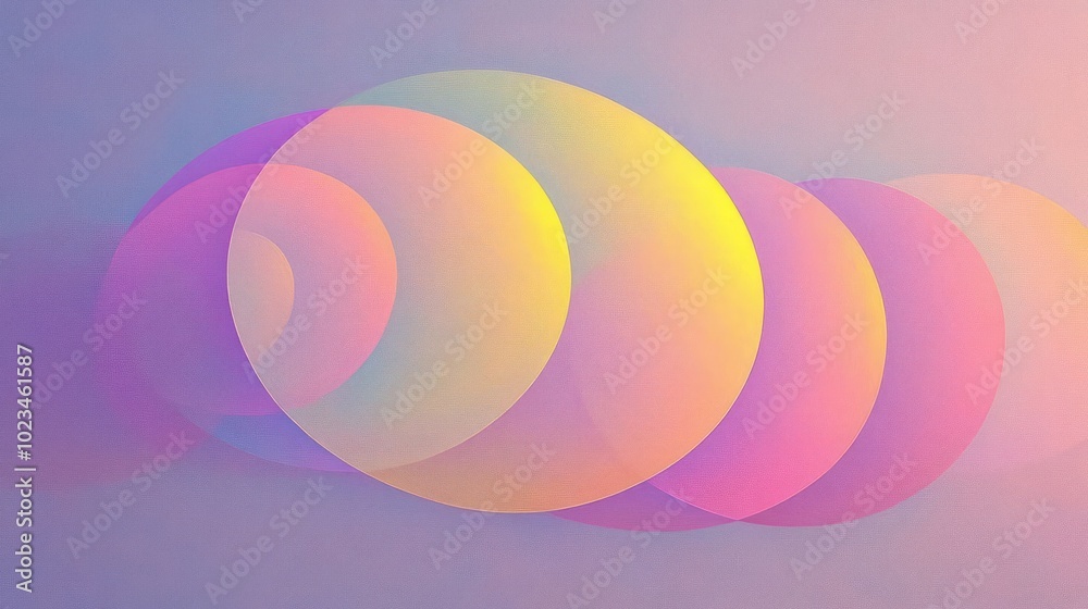 Obraz premium Abstract pastel shapes overlapping, creating a soft, ethereal effect.