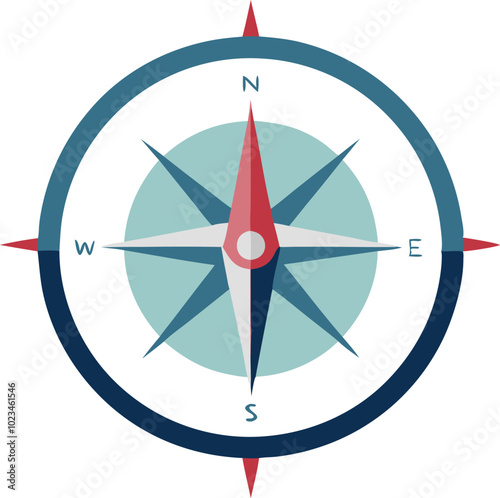 Obraz na płótnie A simple compass vector illustration in vibrant colors, representing navigation, exploration, and directionfinding. w salonie
