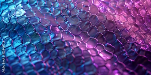 Abstract background with snake skin and purple and blue light gradient. photo