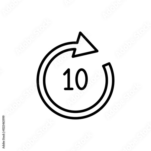 Circular arrow with a 10-second skip symbol.