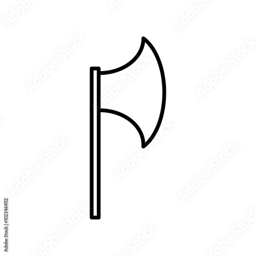 Simple outline of an axe, representing tools or lumberjack themes.