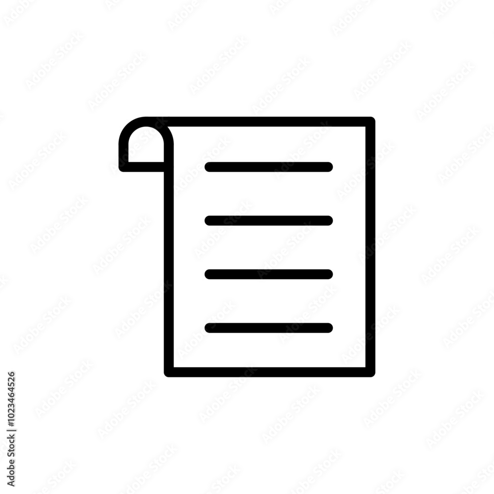 An icon of a curved paper, resembling a document or file sheet, ideal for office-related visuals. An icon of a curved paper, resembling a document or file sheet, ideal for office-related visuals.