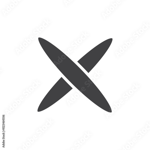 A simple, minimalistic cross icon designed in black outlines, representing cancellation or exit functions.