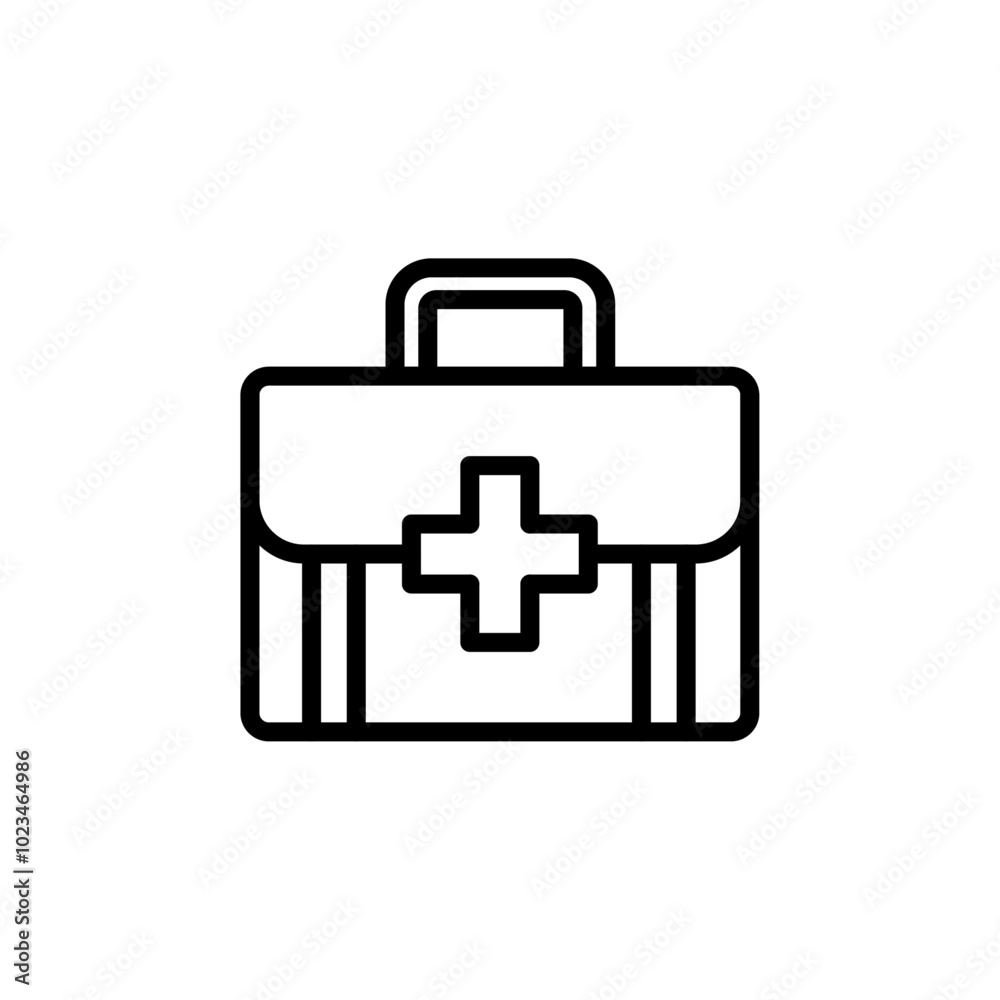 Fototapeta premium An icon of a first aid kit, representing healthcare, safety, or emergency medical supplies, often seen in healthcare-related content.