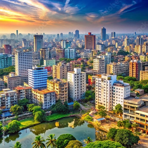 Dhaka city Bangladesh areal view 