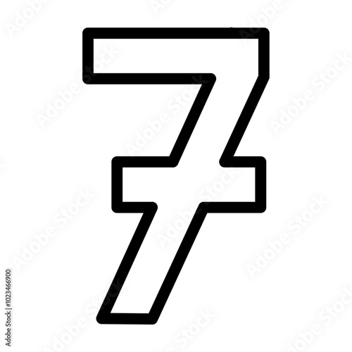 Simple outline icon of the number seven, representing counting or sequence.