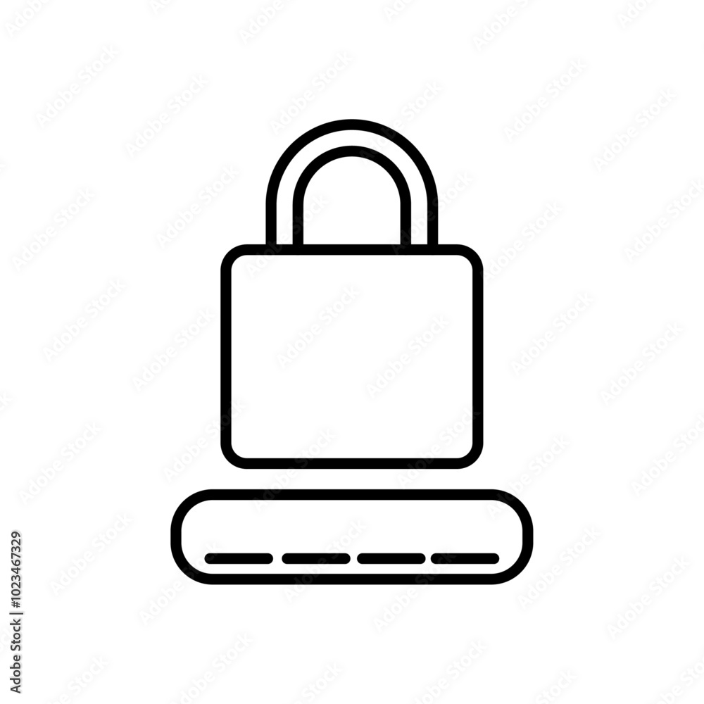 Outline of a lock with a pin, symbolizing security or protection. Outline of a lock with a pin, symbolizing security or protection.