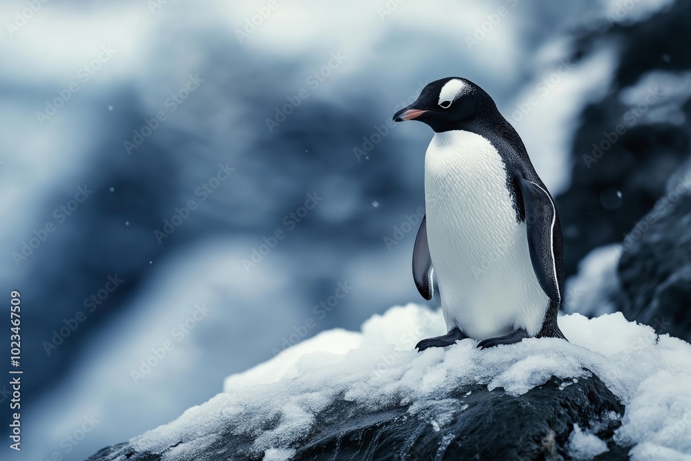 Fototapeta premium penguin in the arctic by generative ai