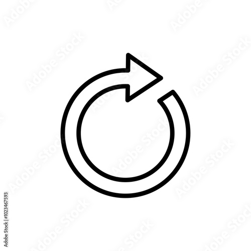 Simple outline of a circular arrow, symbolizing reload or refresh actions.