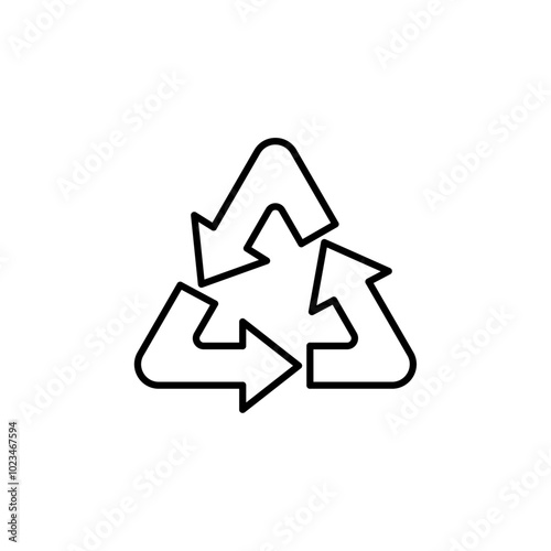 Outline of three arrows forming a triangle, representing recycling or sustainability.