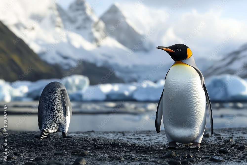 Fototapeta premium penguin in the arctic by generative ai