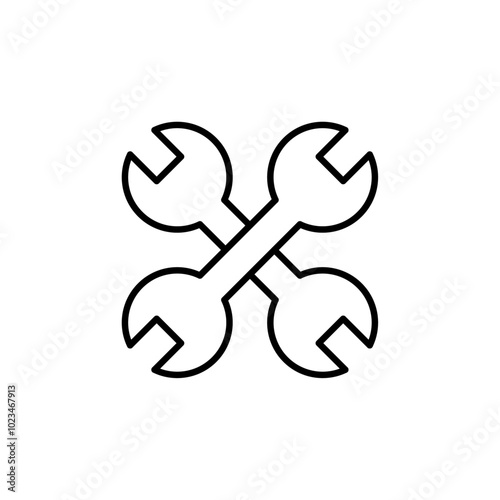 Simple outline of a four-pronged gear, symbolizing configuration or settings.