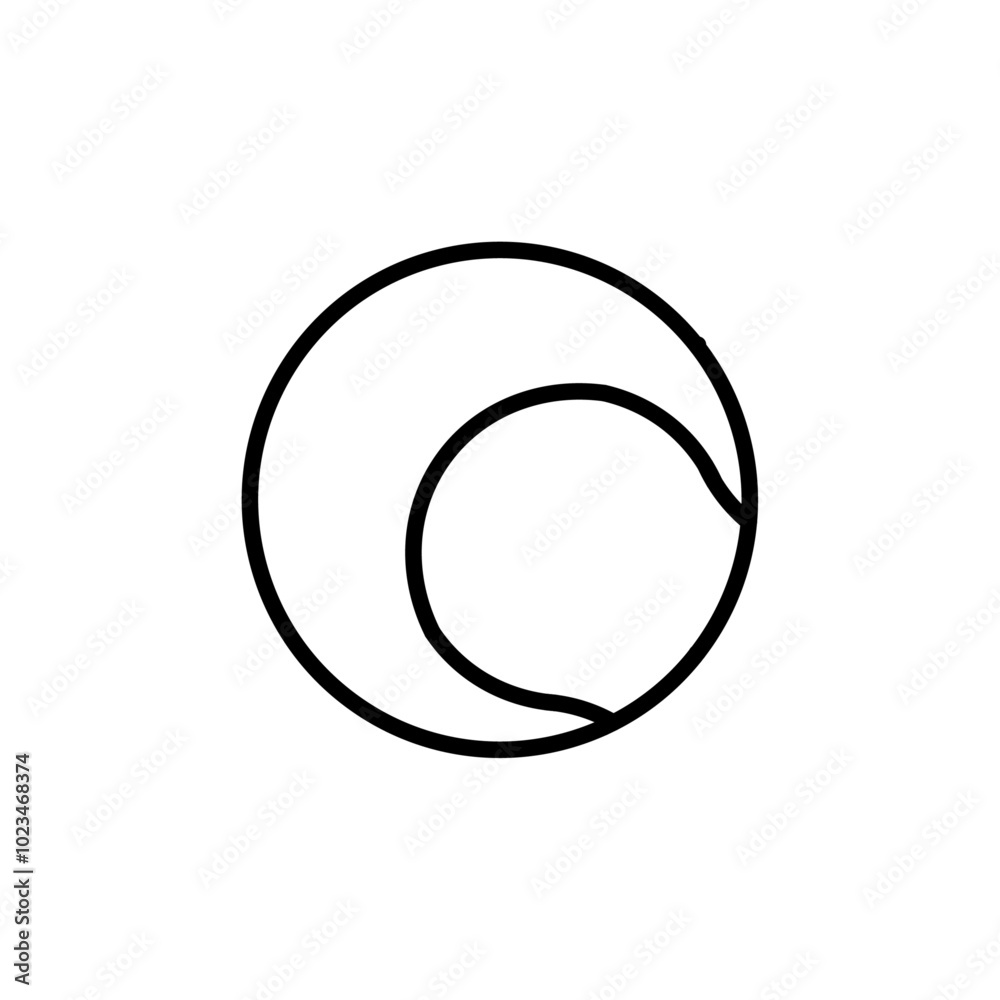 Simple outline of a tennis ball, representing sports or leisure activities. Simple outline of a tennis ball, representing sports or leisure activities.