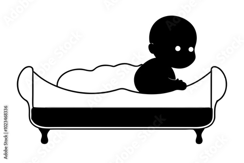 Newborn Baby Toddler Bed | vector silhouette illustration on white background