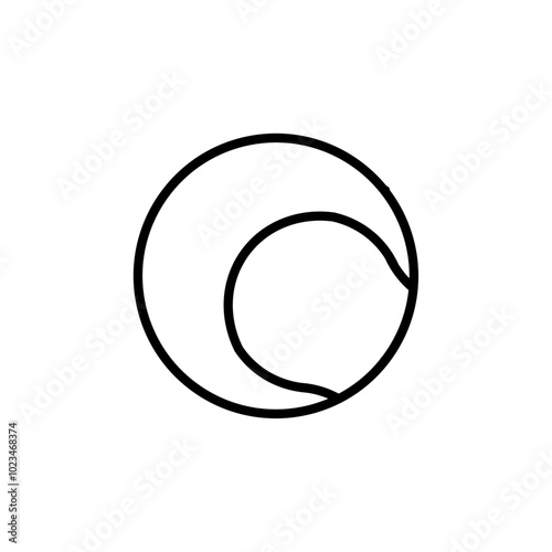 Simple outline of a tennis ball, representing sports or leisure activities.