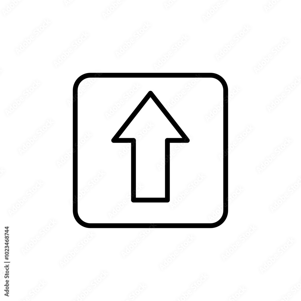 An upward arrow inside a box representing file uploads. An upward arrow inside a box representing file uploads.