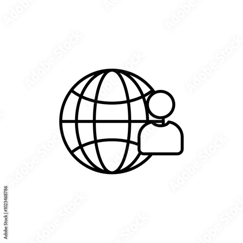 A user icon with a globe symbolizing global networking or online profiles.