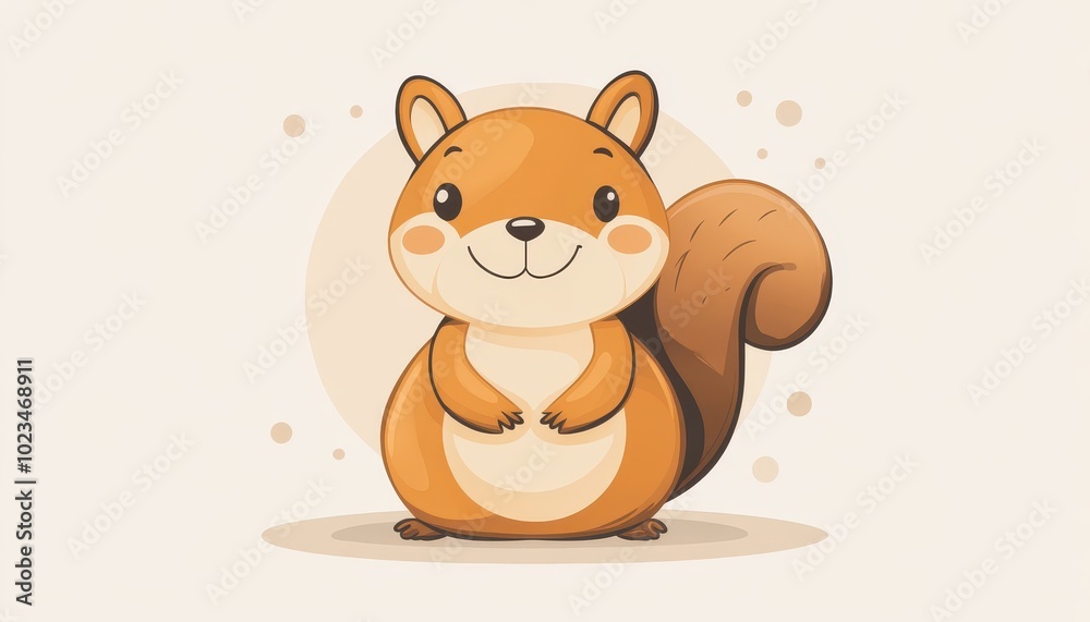 A Cute Cartoon Squirrel with a Big Smile and a Fluffy Tail A Cute Cartoon Squirrel with a Big Smile and a Fluffy Tail