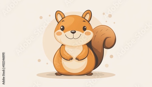 A Cute Cartoon Squirrel with a Big Smile and a Fluffy Tail