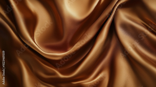 luxurious and elegant brown wavy silk satin fabric.