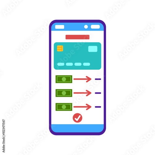 Bank online. Digital bank. Withdrawal of funds, scammers. Simple color vector illustration.