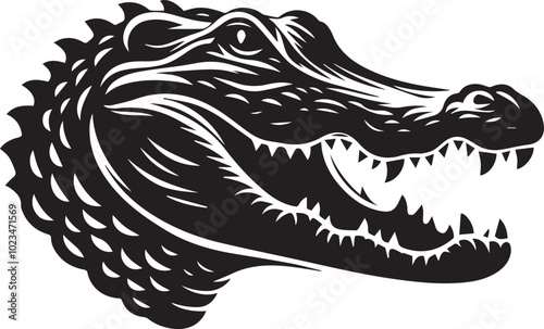 Alligator head silhouette black vector artwork design photo