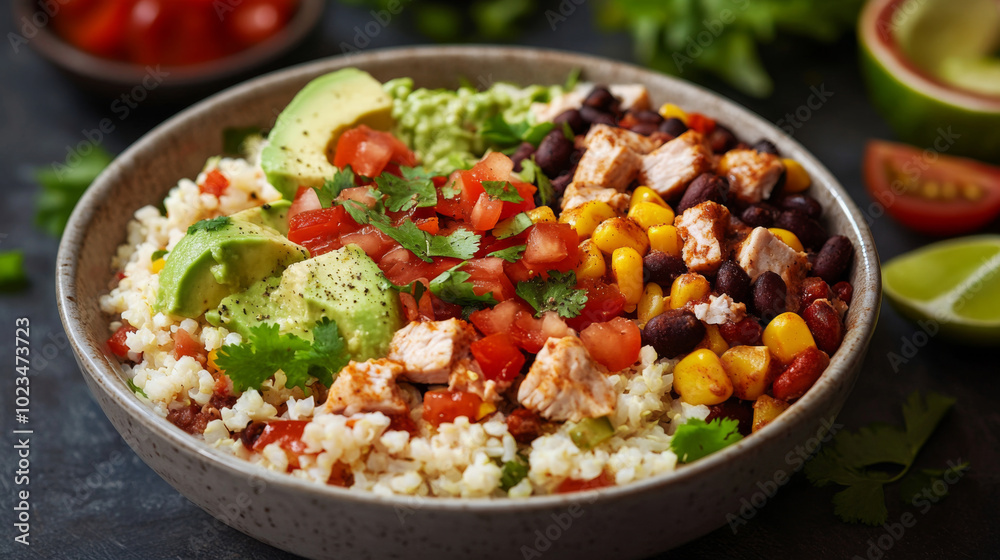 Burrito bowl with cauliflower rice Burrito bowl with cauliflower rice
