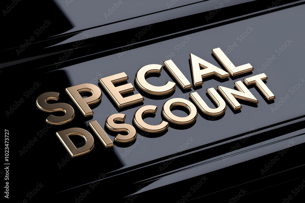 A black car with a gold font that says Special Discount. The image has a sleek and modern feel to it A black car with a gold font that says Special Discount. The image has a sleek and modern feel to it