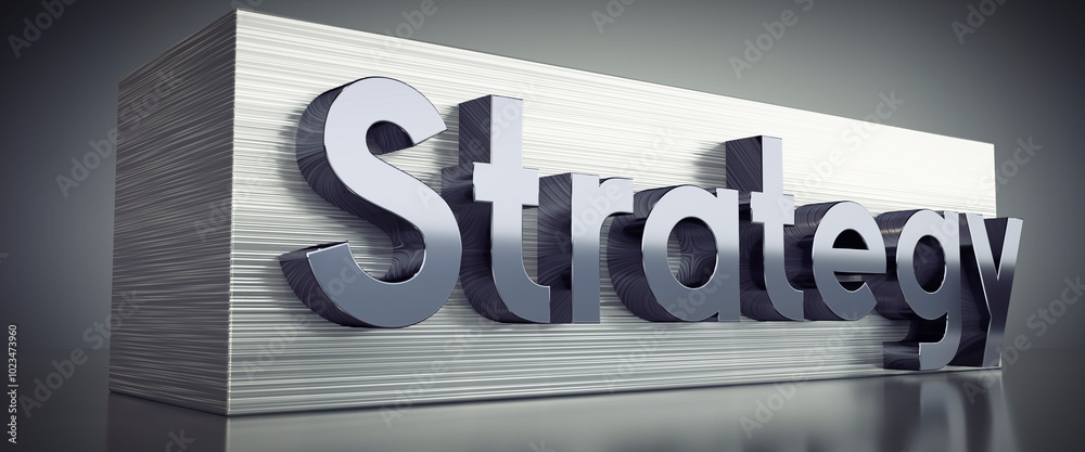 Strategy - metal typographical concept - 3D illustration Strategy - metal typographical concept - 3D illustration