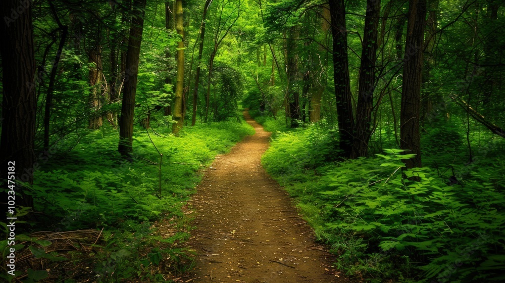 A Winding Path Through Lush Green Woodland A Winding Path Through Lush Green Woodland