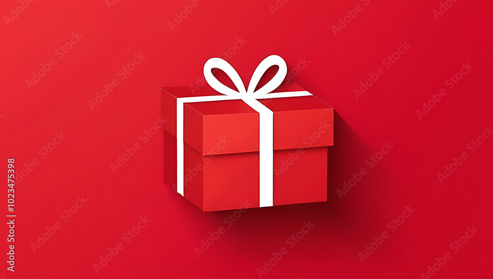 Obraz premium christmas gift box pattern vibrant red background