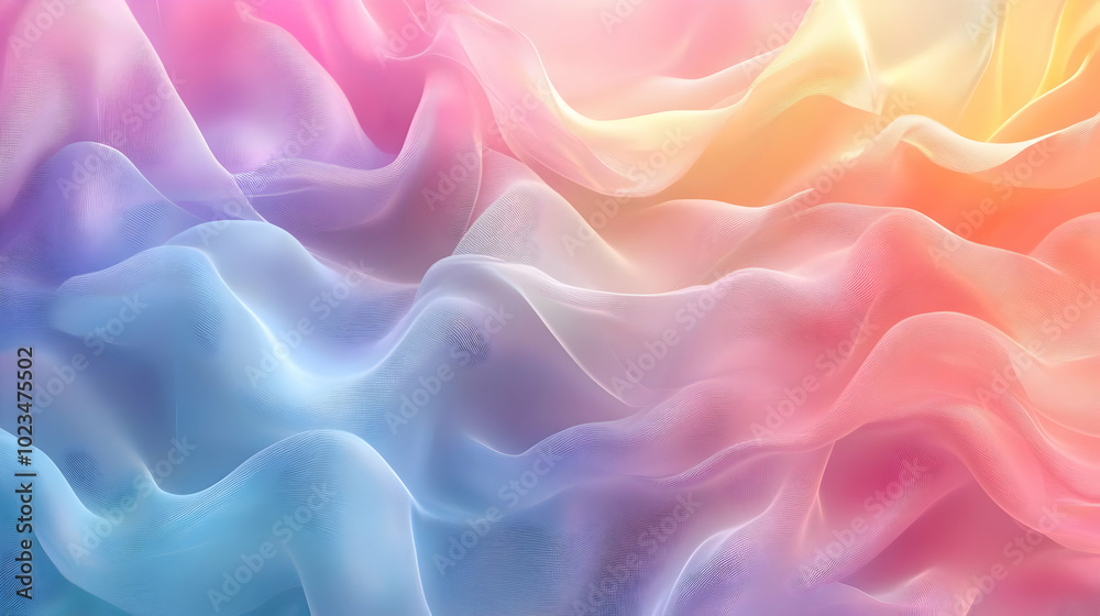 Abstract 3D Background with Wavy Lines in Pastel Colors