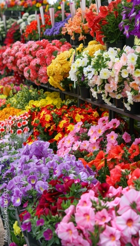 Wallpaper Mural Vibrant flower market showcasing a diverse array of colorful blooms and cheerful atmosphere Torontodigital.ca
