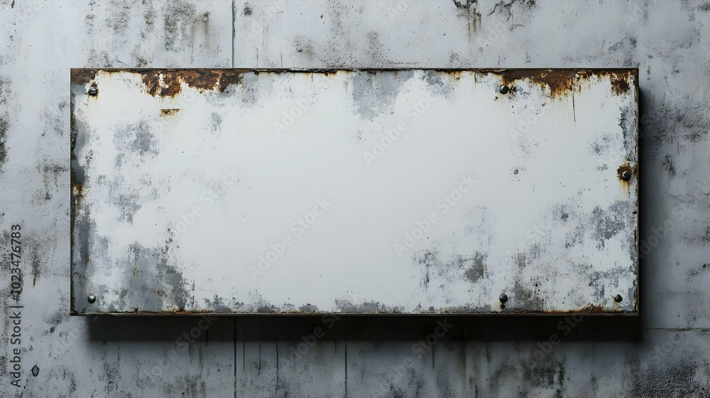 Naklejka premium Rusty Metal Sign on a Concrete Wall - Illustration