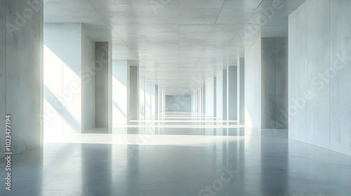 Wallpaper Mural White Concrete Corridor 3D Illustration Torontodigital.ca