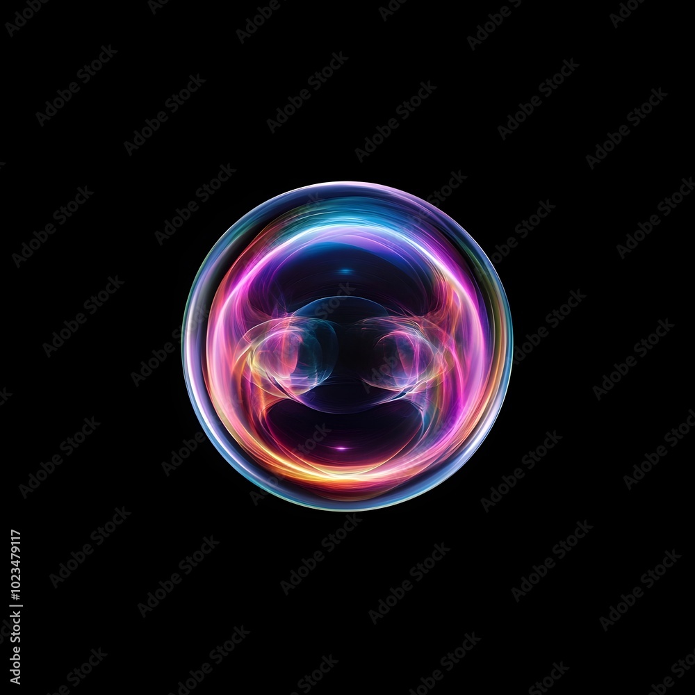 Mesmerizing Flashing Orb Bubble with Vibrant Reflective Symmetrical Background Mesmerizing Flashing Orb Bubble with Vibrant Reflective Symmetrical Background