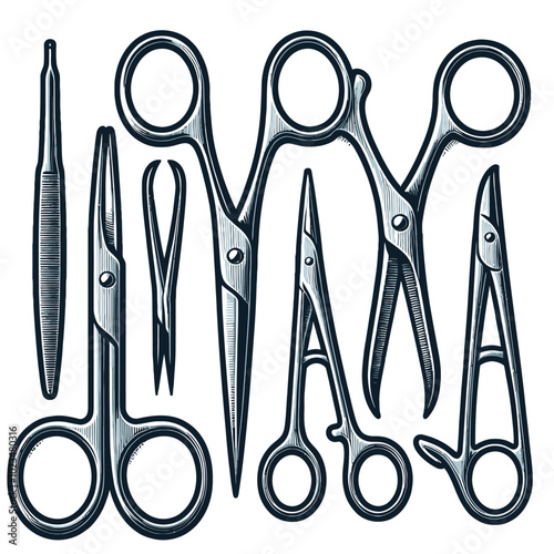 Surgical Scissors set vector illustration