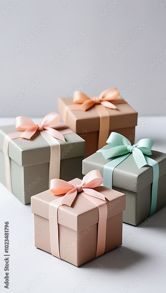 clay gift boxes pastel ribbons adding festive touch clay gift boxes pastel ribbons adding festive touch