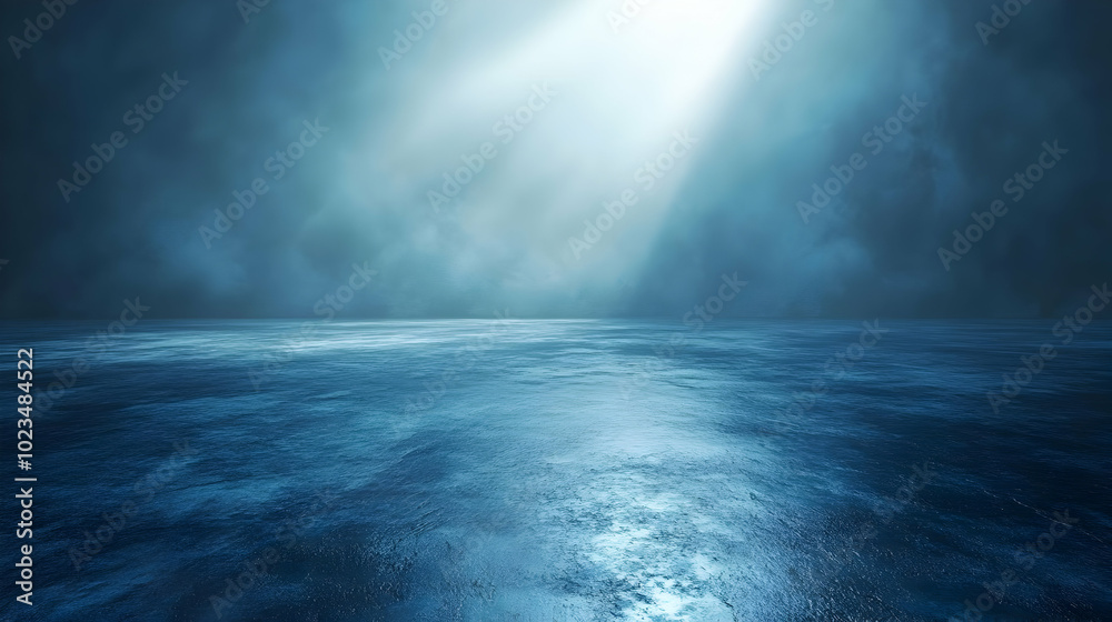 Abstract Blue Background with Light Beam and Fog Abstract Blue Background with Light Beam and Fog