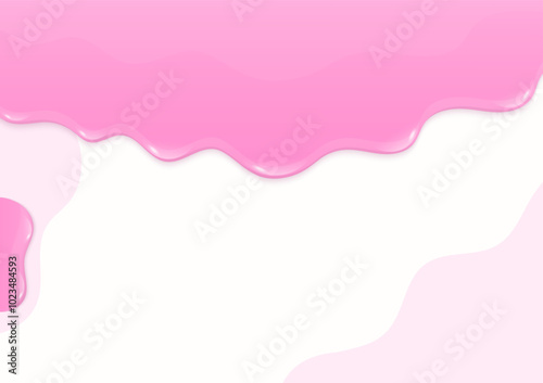 Strawberry sauce flowing on white background