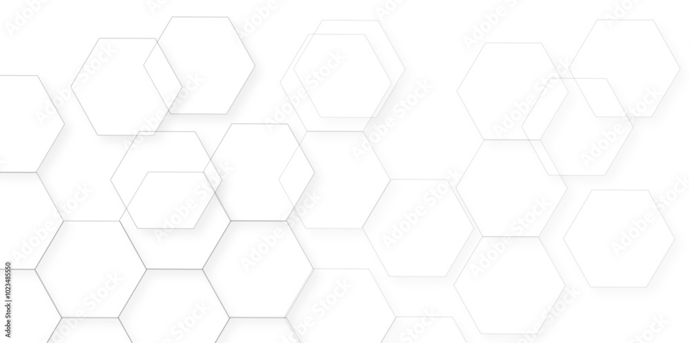 Abstract white background with hexagon and hexagonal background. Luxury white pattern with hexagons. abstract 3d hexagonal background with shadow. 3D futuristic abstract honeycomb mosaic background.