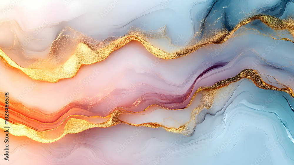 Abstract Liquid Art Background with Gold Glitter Abstract Liquid Art Background with Gold Glitter