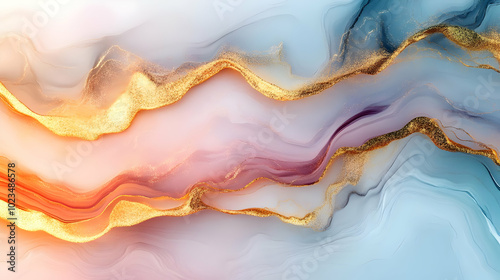 Abstract Liquid Art Background with Gold Glitter