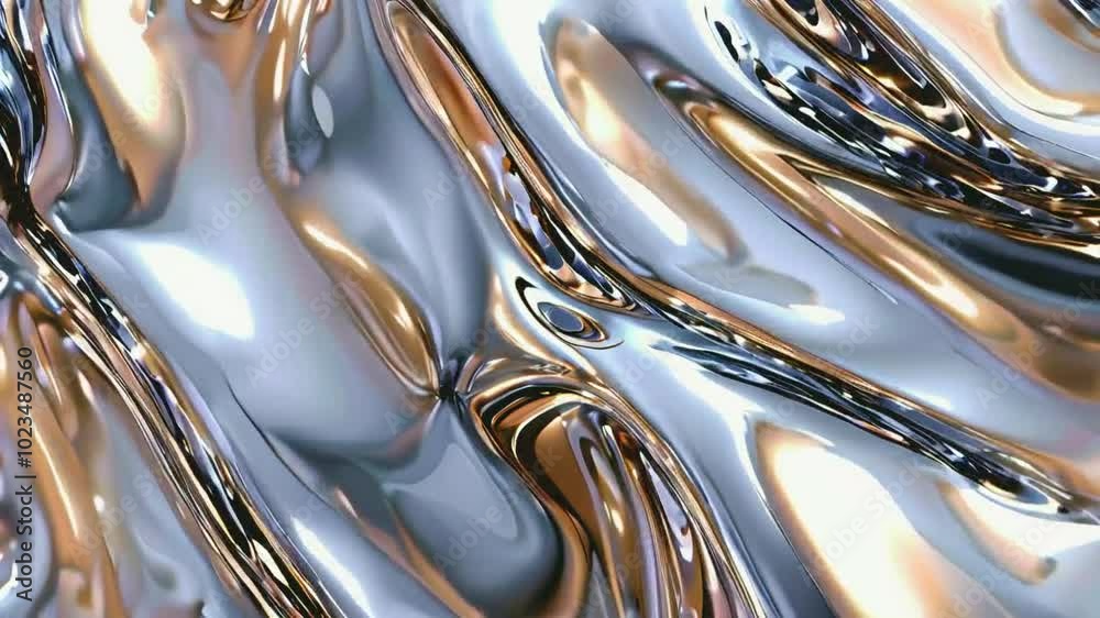 Abstract metallic surface with flowing patterns in silver and bronze tones. Abstract metallic surface with flowing patterns in silver and bronze tones.