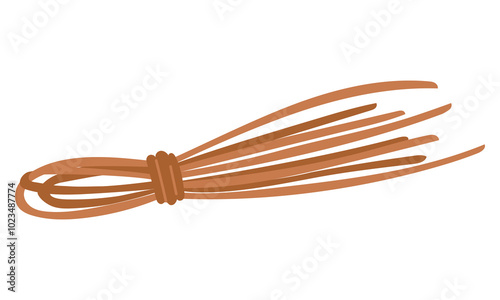 Bamboo massage broom made of sticks. Flat color illustration of a bath accessory. For a spa treatment to improve blood circulation and skin tone. An isolated object for massage in steam conditions