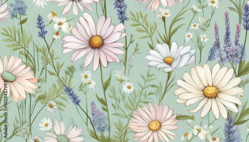 Floral pattern with daisies Floral pattern with daisies